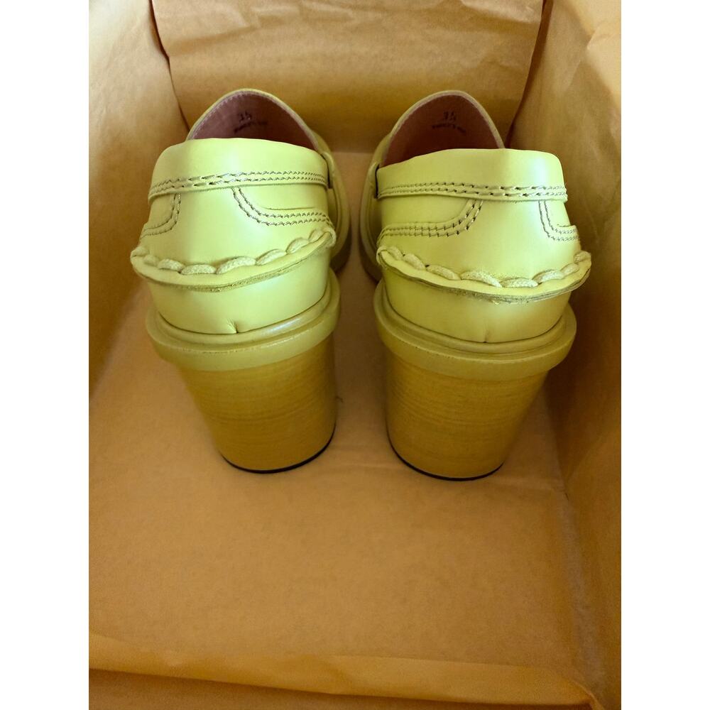 New Tods leather penny loafer heels yellow sz 35 - Picture 9 of 15